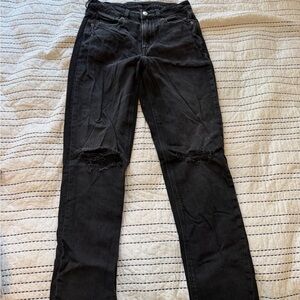 American Eagle Outfitters Black Ripped Straight Leg Jeans